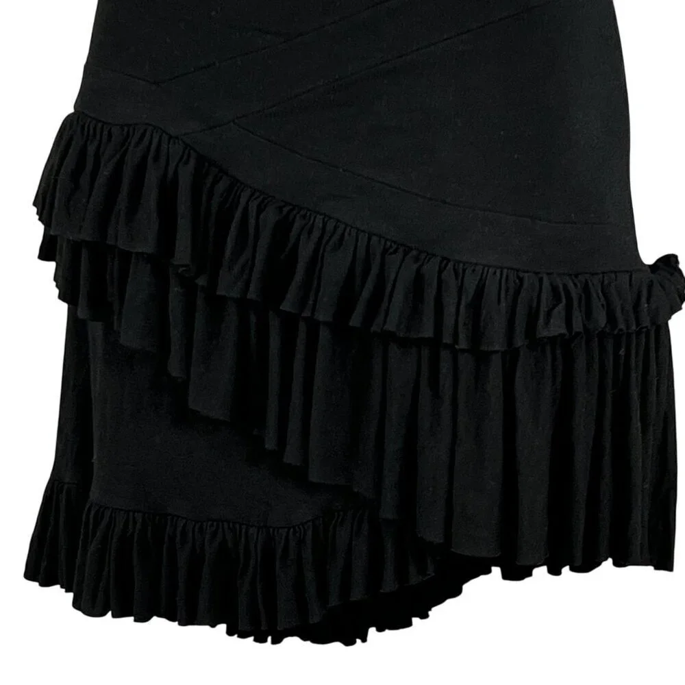 Altuzarra Womens 38/ Large Black Ruffled Asymmetrical Soft Skirt Made In France